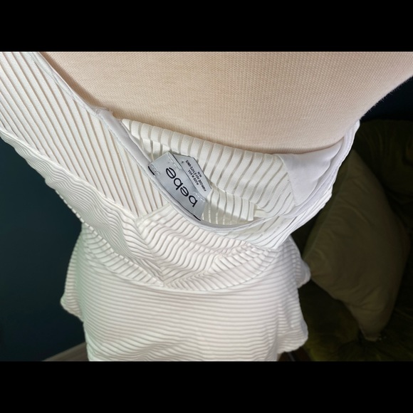 Bebe White Striped Peplum Top - Picture 4 of 5